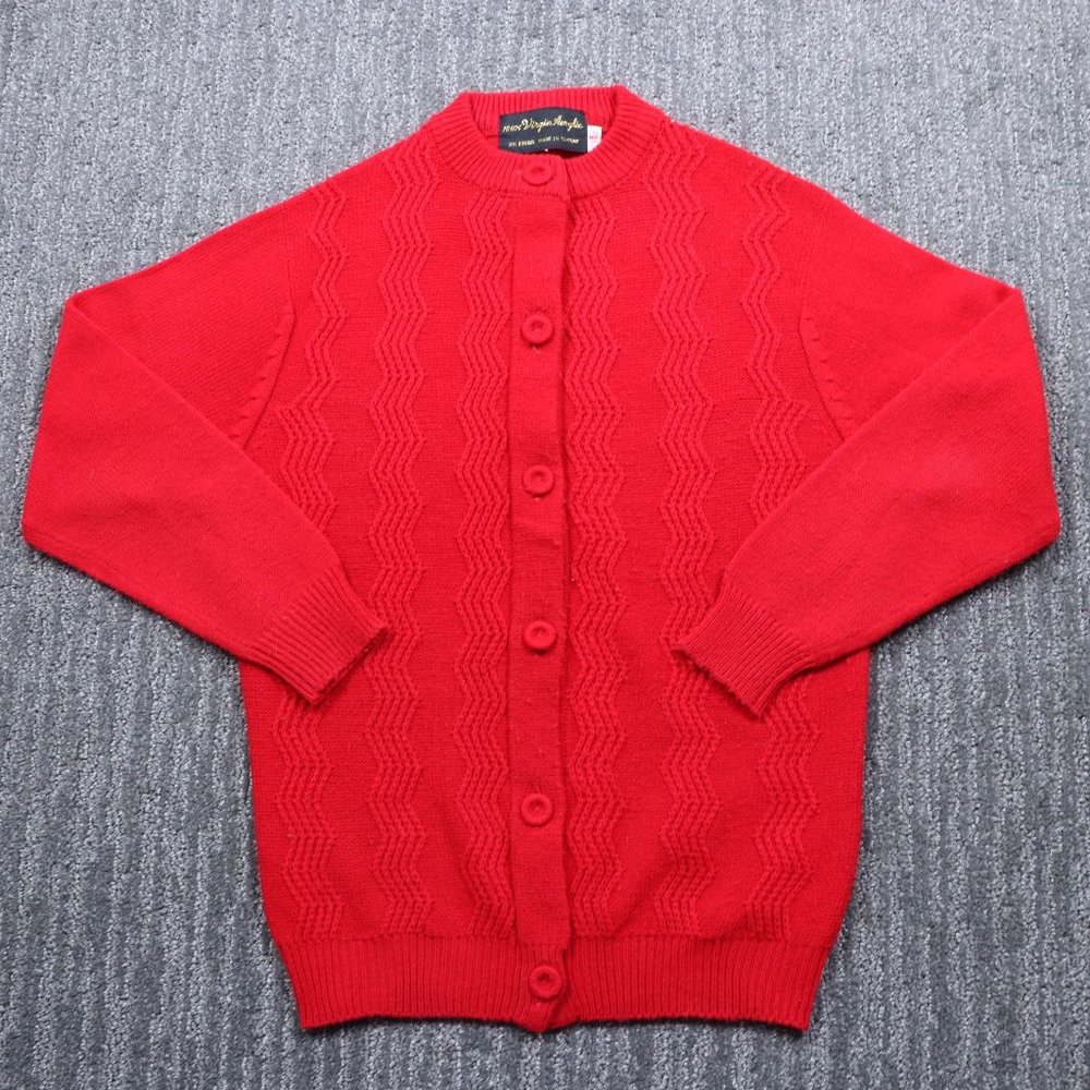 Vintage Unbranded Womens Cardigan Small Red Cozy Cottagecore Preppy